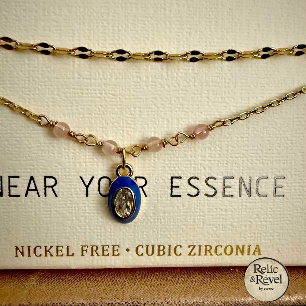 Leith Blue Enamel Bezel Pendant Bracelet – Goldstone, Dainty & Chic